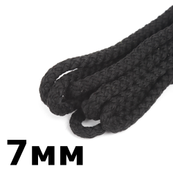 Шнур с сердечником 7мм,  Чёрный (плетено-вязанный, плотный)  в Витебске